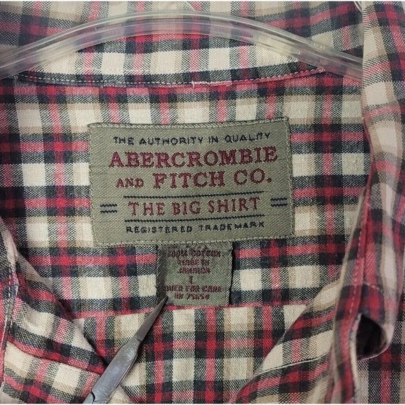 Vintage Abercrombie & Fitch Mens Size L Large Button Front Shirt Checkered Fall - Picture 4 of 8